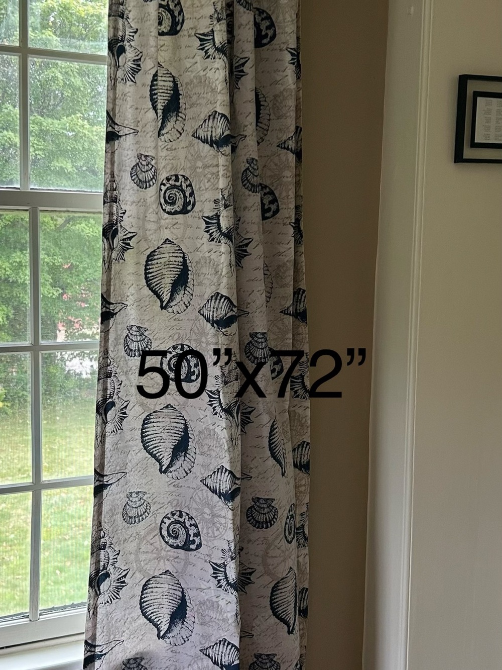 Neutral Shell-Print Window Curtain Panels (2)